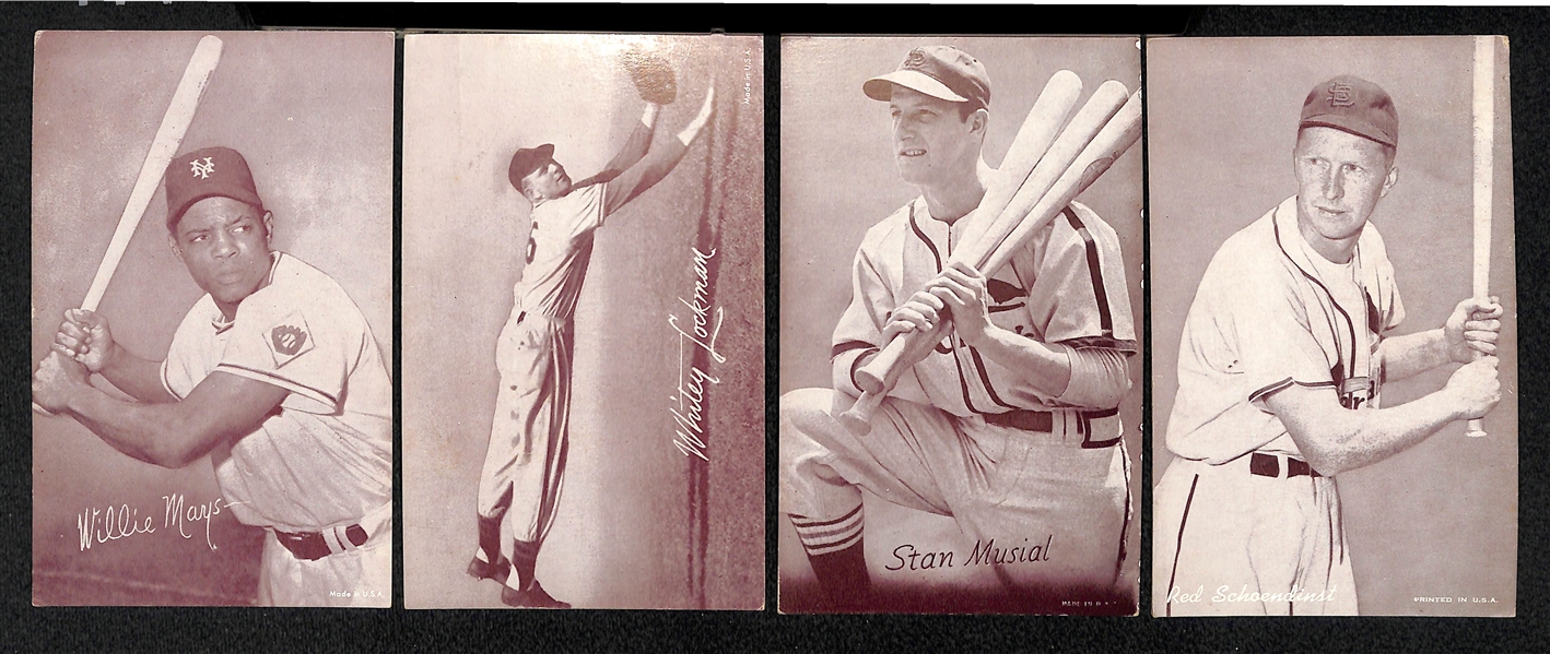 Lot of 16 Baseball Exhibit Cards from 1947-1961 w. Willie Mays